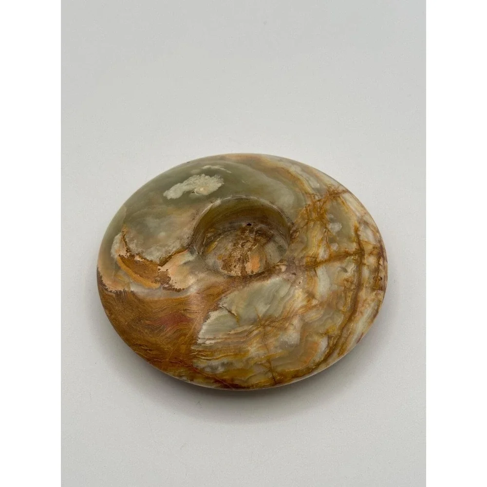 Natural Banded Onyx Votive Candle Holder Polished Stone Tealight Earth Tone